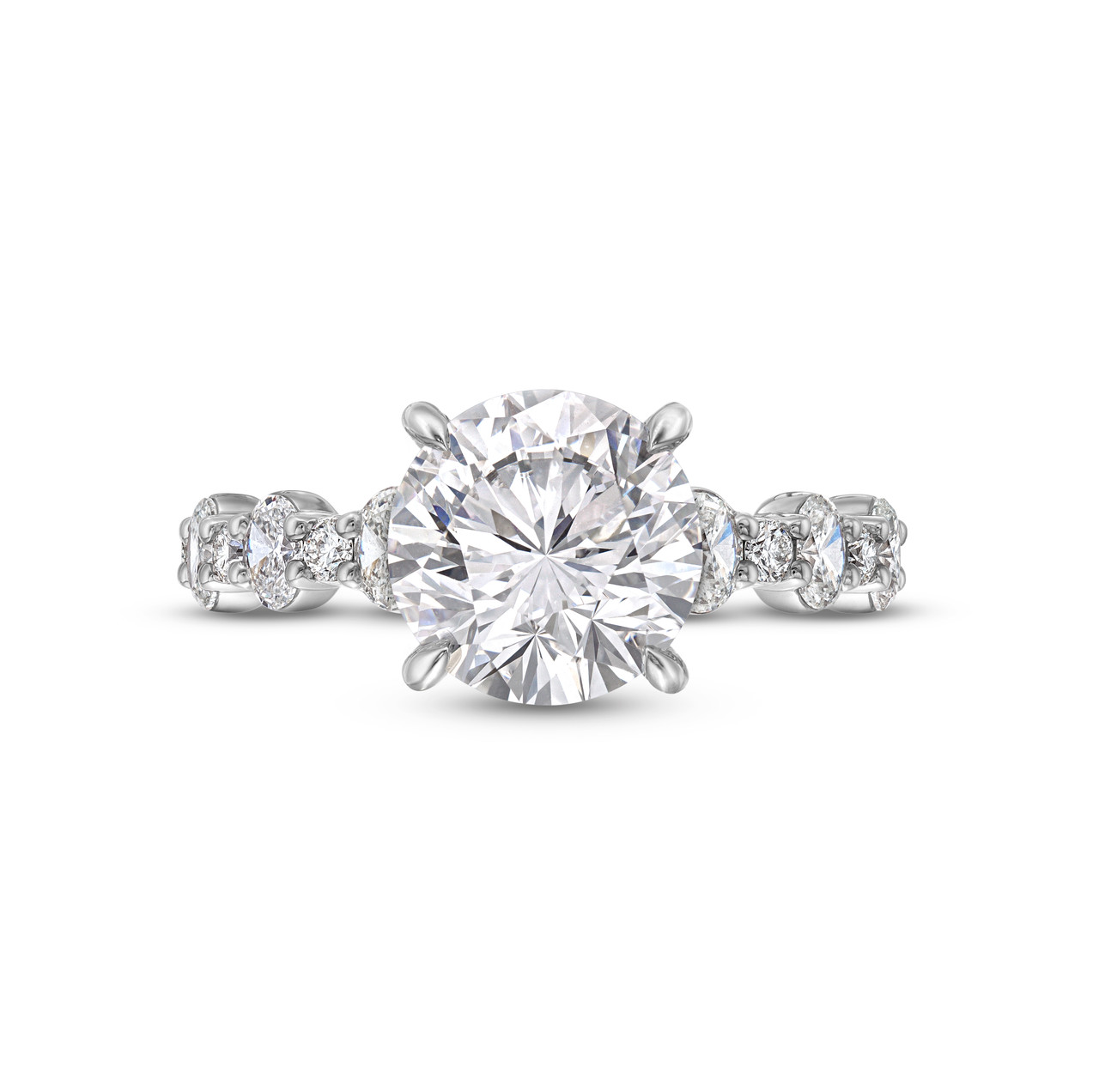 A. Jaffe Alternating Oval and Round Diamond Engagement Setting 0