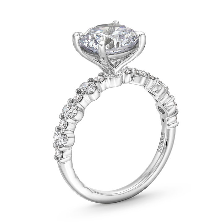 A. Jaffe Alternating Oval and Round Diamond Engagement Setting In Platinum