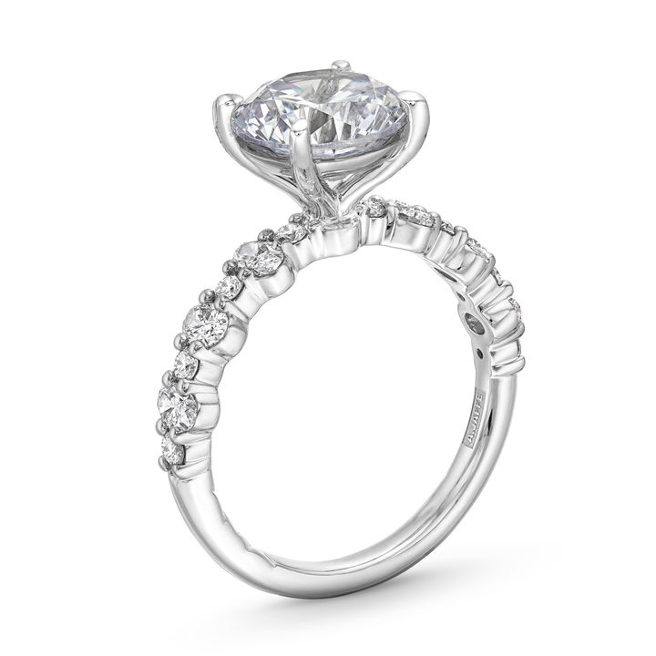 White Gold 18K A. Jaffe Alternating Oval and Round Diamond Engagement Setting