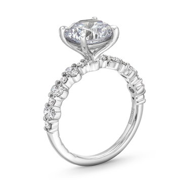 A. Jaffe Alternating Oval and Round Diamond Engagement Setting In Platinum