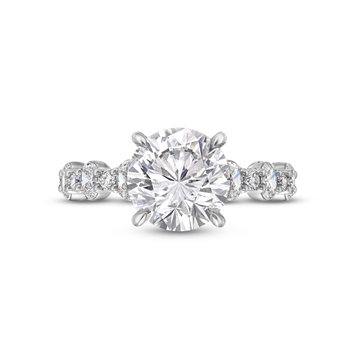 A. Jaffe Alternating Oval and Round Diamond Engagement Setting In Platinum