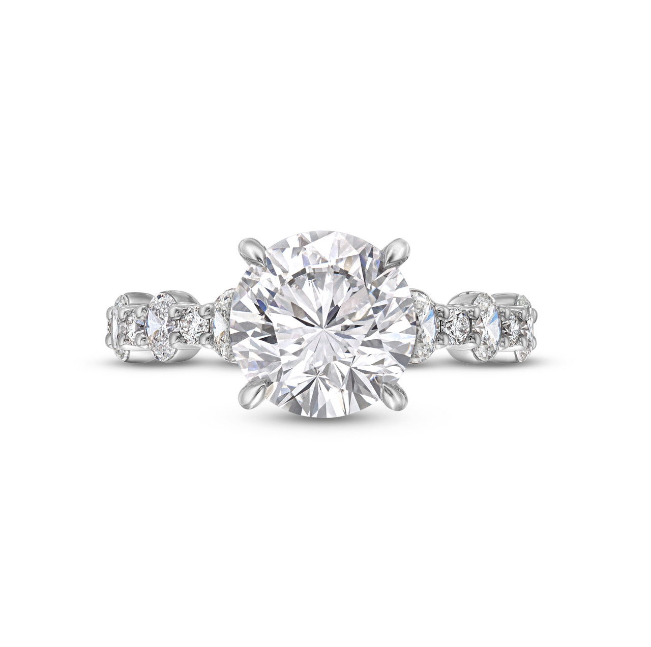 A. Jaffe Alternating Oval and Round Diamond Engagement Setting