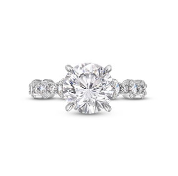 A. Jaffe Alternating Oval and Round Diamond Engagement Setting In Platinum