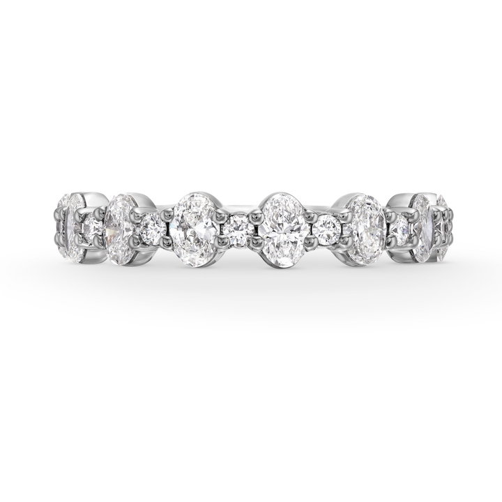 A. Jaffe Alternating Oval and Round Diamond Wedding Band In Platinum