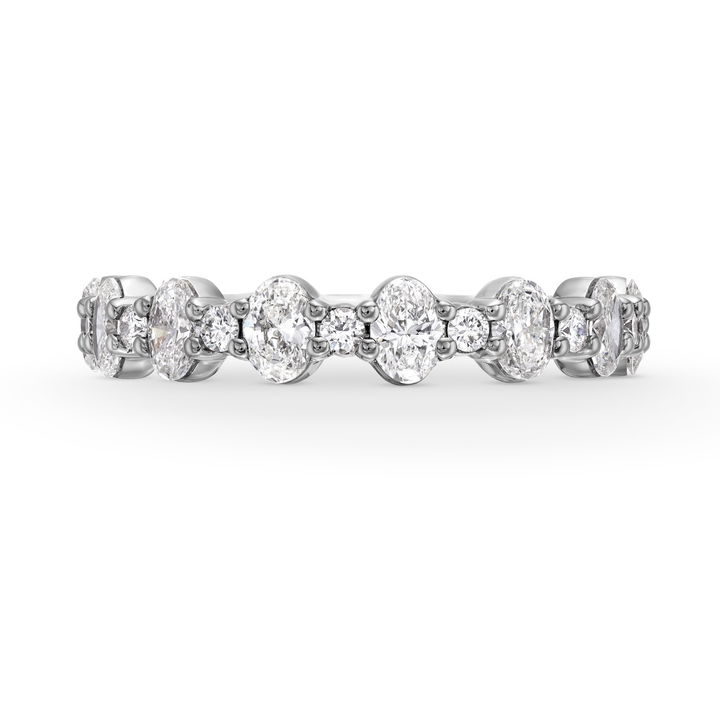 A. Jaffe Alternating Oval and Round Diamond Wedding Band In Platinum