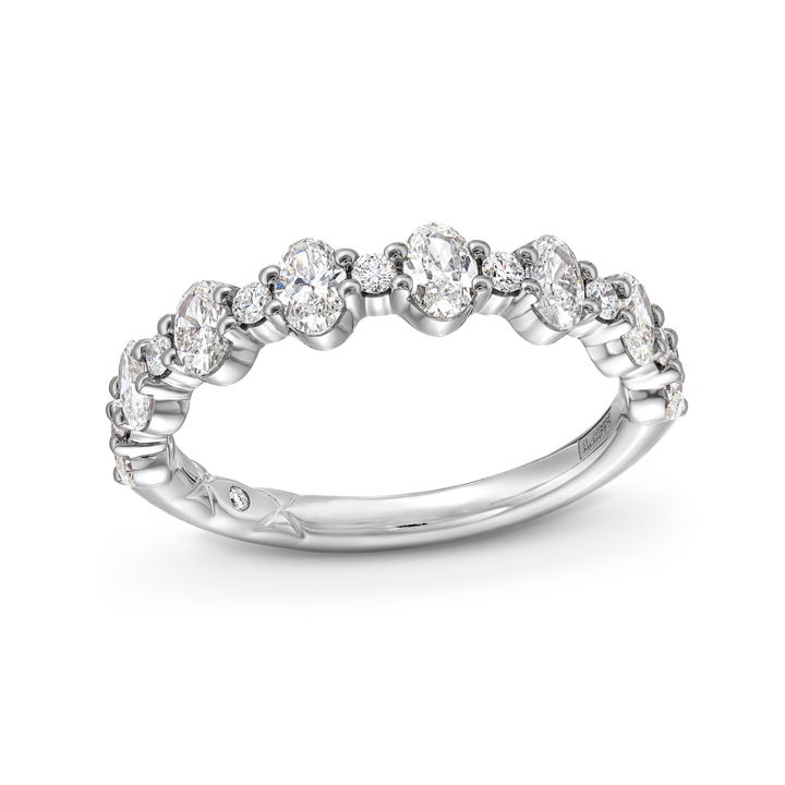A. Jaffe Alternating Oval and Round Diamond Wedding Band In Platinum