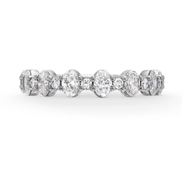 A. Jaffe Alternating Oval and Round Diamond Wedding Band In Platinum
