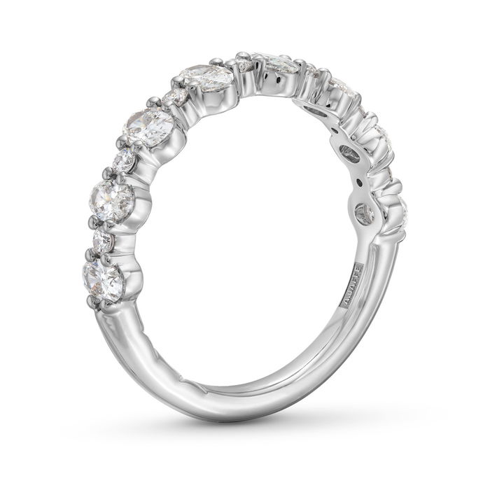 A. Jaffe Alternating Oval and Round Diamond Wedding Band In Platinum