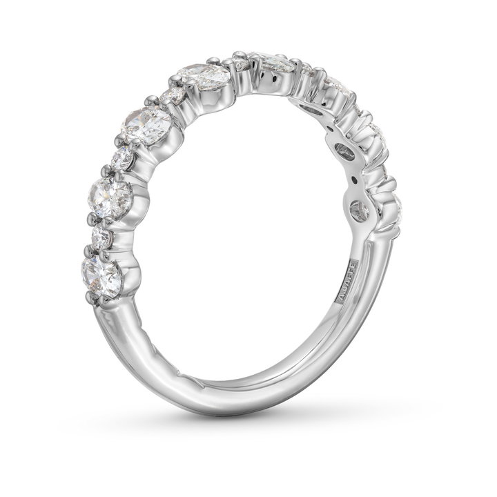 A. Jaffe Alternating Oval and Round Diamond Wedding Band In Platinum