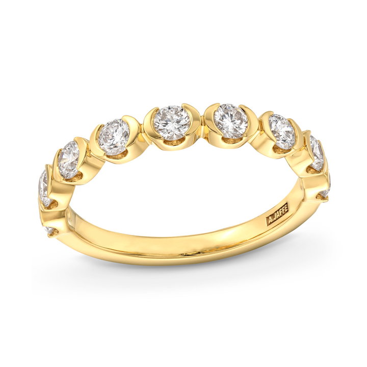 A. Jaffe Half Bezel Diamond Wedding Band In Yellow Gold 14K