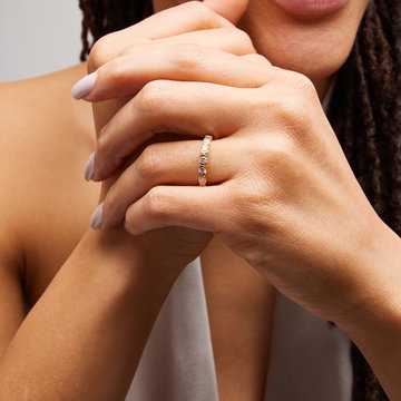 A. Jaffe Half Bezel Diamond Wedding Band In Yellow Gold 14K