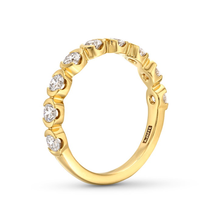 A. Jaffe Half Bezel Diamond Wedding Band In Yellow Gold 14K
