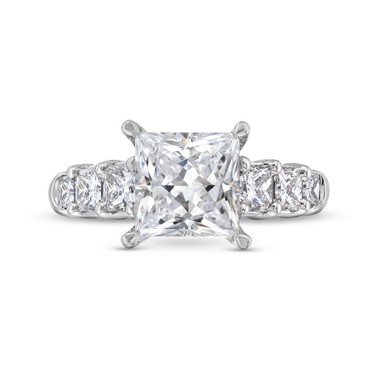 White Gold 18K A. Jaffe Graduated Princess Diamond Engagement Setting