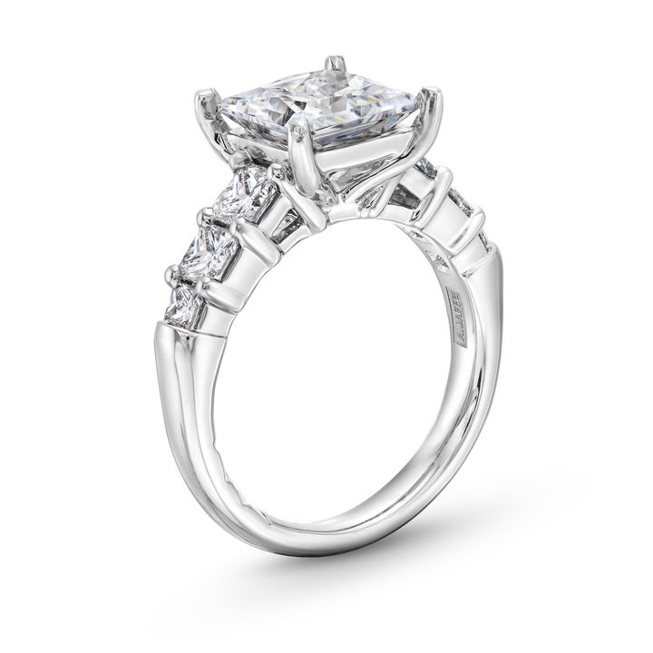 White Gold 18K A. Jaffe Graduated Princess Diamond Engagement Setting