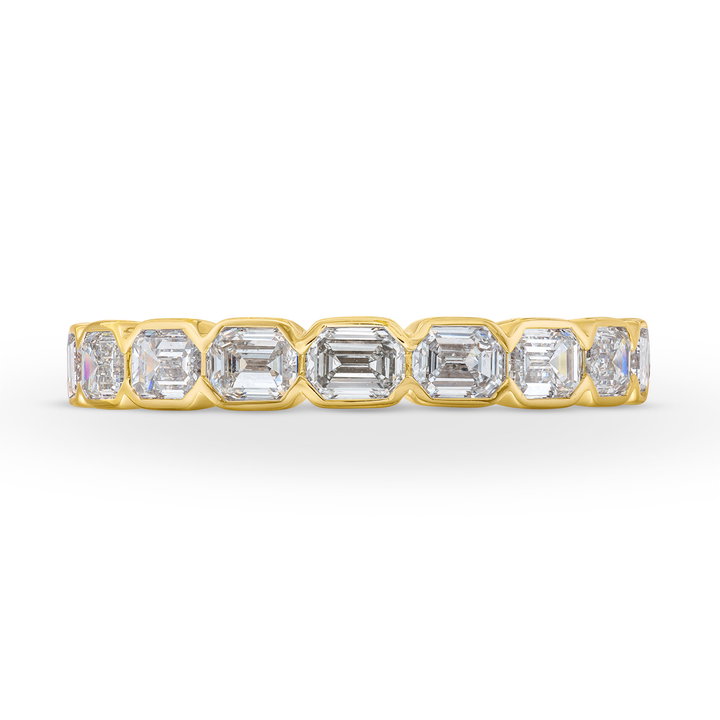 A. Jaffe Emerald Diamond Bezel Wedding Band In Yellow Gold 14K
