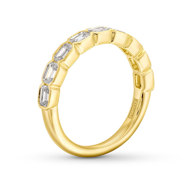 A. Jaffe Emerald Diamond Bezel Wedding Band In Yellow Gold 14K
