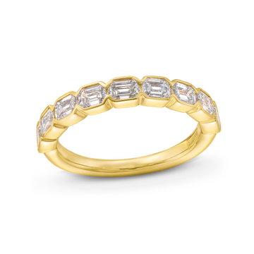 A. Jaffe Emerald Diamond Bezel Wedding Band In Yellow Gold 14K
