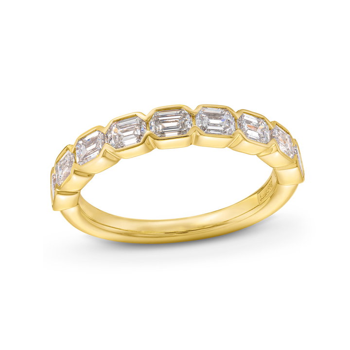 A. Jaffe Emerald Diamond Bezel Wedding Band In Yellow Gold 14K