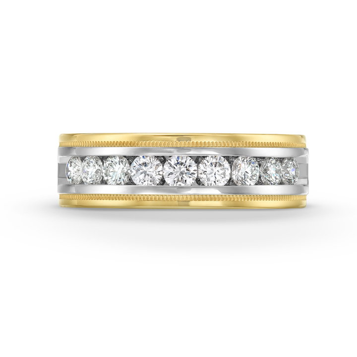 Verragio Channel Diamond Wedding Band In Solid 14K White / Yellow Gold