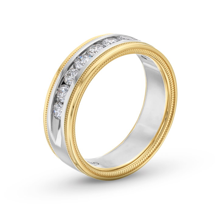 Verragio Channel Diamond Wedding Band In Solid 14K White / Yellow Gold