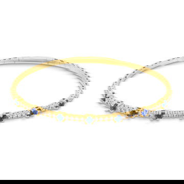 Sapphire and Diamond Flexible Bangle Bracelet