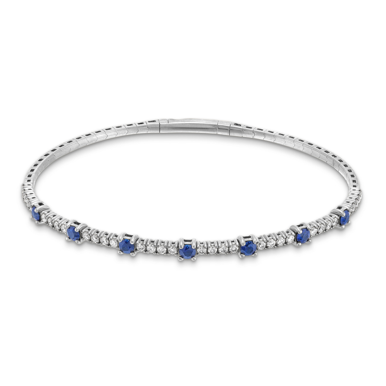 Sapphire and Diamond Flexible Bangle Bracelet