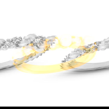 Alternating Pearl & Diamond Ring
