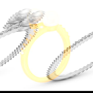 Pearl and Diamond Bypass Ring