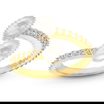 Pearl and Diamond Bypass Ring