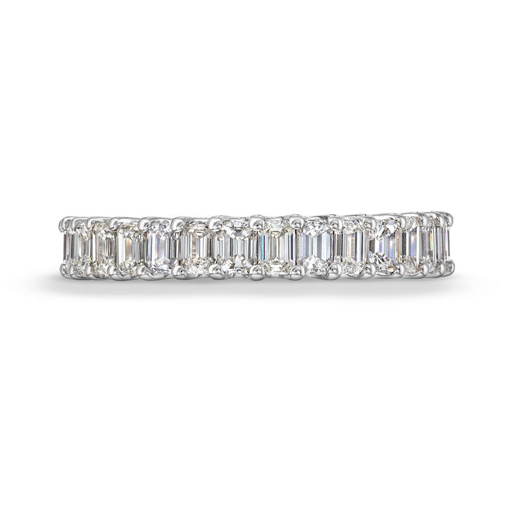White Gold 18K Michael M. Emerald Diamond 3/4 Way Wedding Band