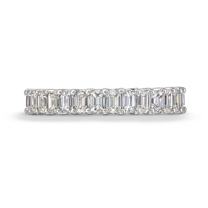 Michael M. Emerald Diamond 3/4 Way Wedding Band In White Gold 18K