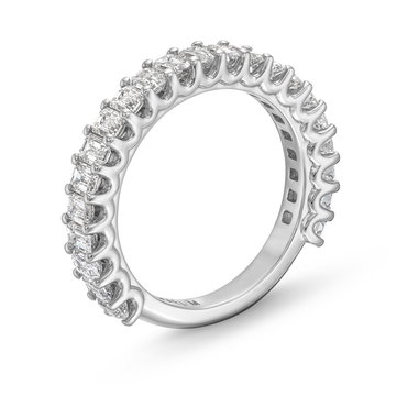 Michael M. Emerald Diamond 3/4 Way Wedding Band In White Gold 18K