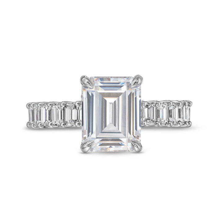 Michael M. Emerald Diamond 3/4 Way Engagement Setting In White Gold 18K