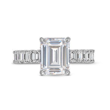 Michael M. Emerald Diamond 3/4 Way Engagement Setting In White Gold 18K
