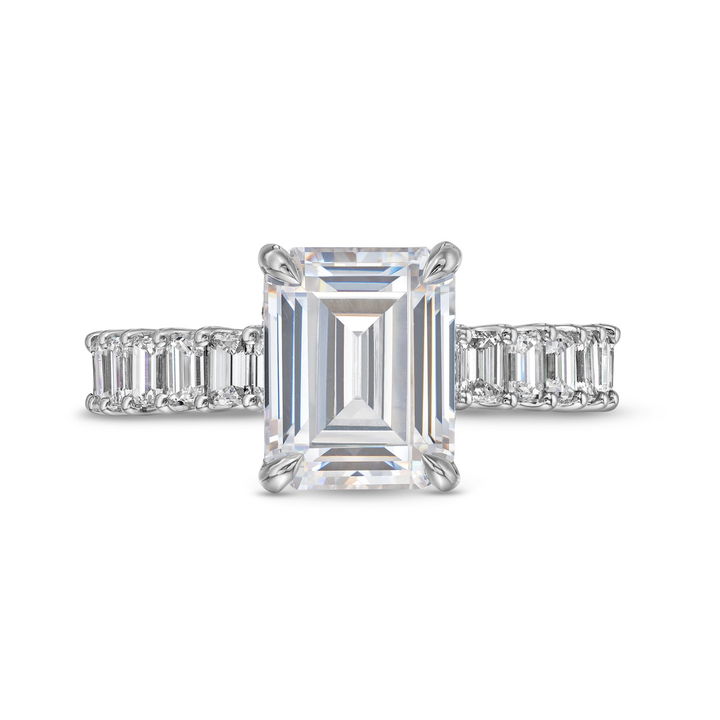 White Gold 18K Michael M. Emerald Diamond 3/4 Way Engagement Setting