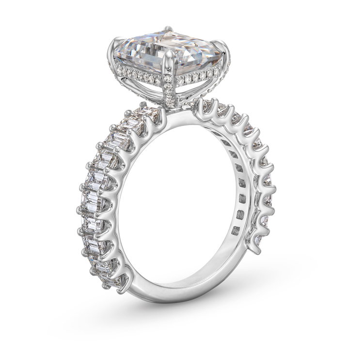 Michael M. Emerald Diamond 3/4 Way Engagement Setting In White Gold 18K