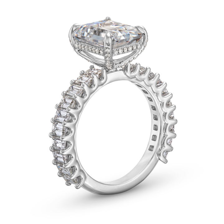 White Gold 18K Michael M. Emerald Diamond 3/4 Way Engagement Setting