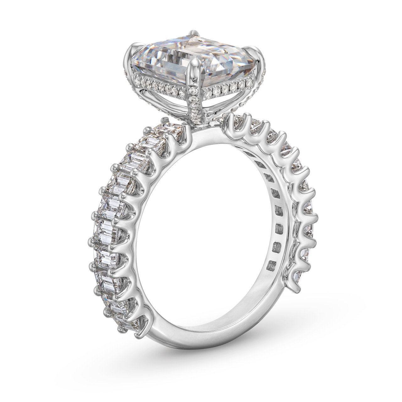 Michael M. Emerald Diamond 3/4 Way Engagement Setting In White Gold 18K 1