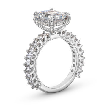 Michael M. Emerald Diamond 3/4 Way Engagement Setting In White Gold 18K