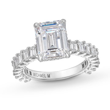 Michael M. Emerald Diamond 3/4 Way Engagement Setting In White Gold 18K