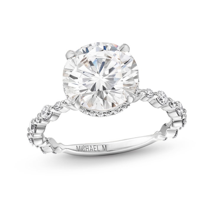 Michael M. Crown Alternating Single Prong Engagement Setting In White Gold 18K