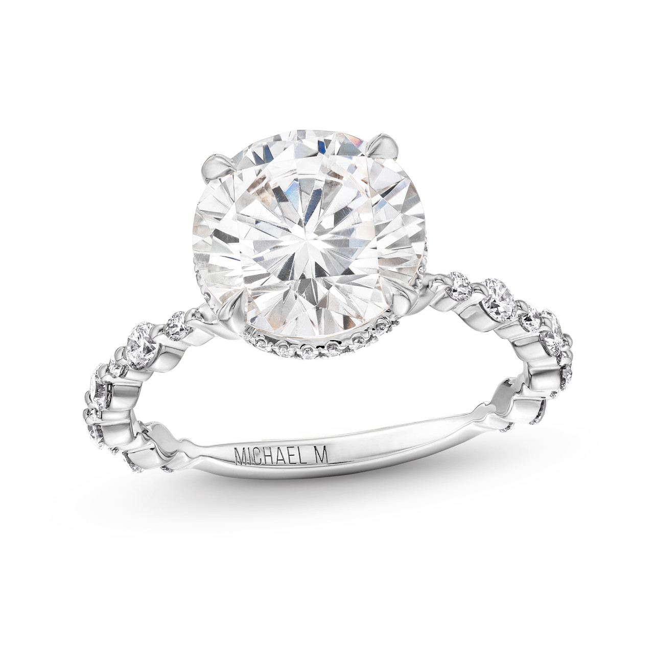 Michael M. Crown Alternating Single Prong Engagement Setting In White Gold 18K 1