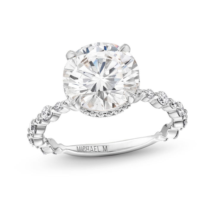 Michael M. Crown Alternating Single Prong Engagement Setting In White Gold 18K