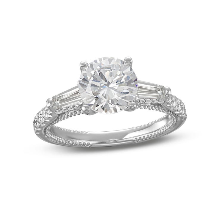 White Gold 18K Verragio Couture Baguette Diamond Three Stone Engagement Setting