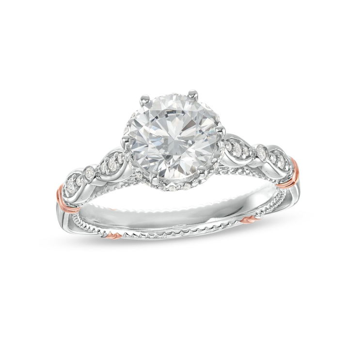 Rose Gold/white Gold 14K Verragio Parisian Six Prong Tiara Engagement Setting