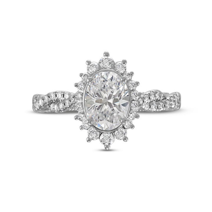 White Gold 14K Verragio Renaissance Graduated Halo Twist Engagement Setting