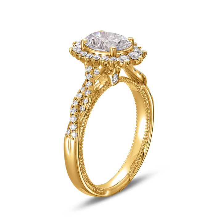 Yellow Gold 14K Verragio Renaissance Graduated Halo Twist Engagement Setting