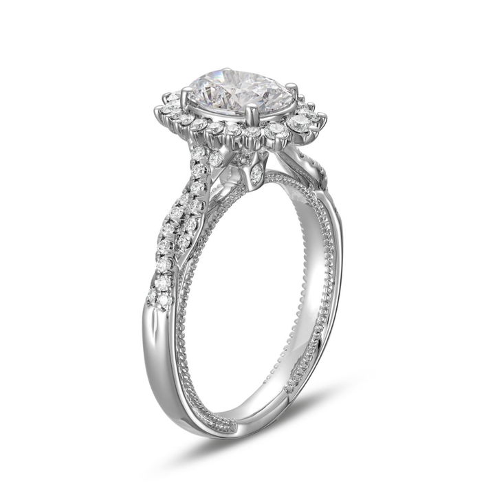 White Gold 14K Verragio Renaissance Graduated Halo Twist Engagement Setting