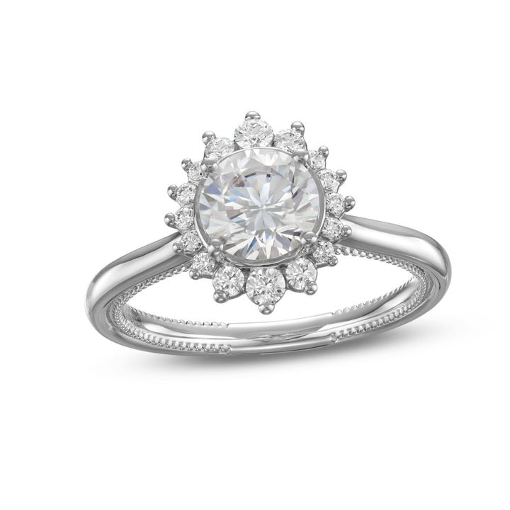 White Gold 14K Verragio Renaissance Graduated Halo Solitaire Engagement Setting