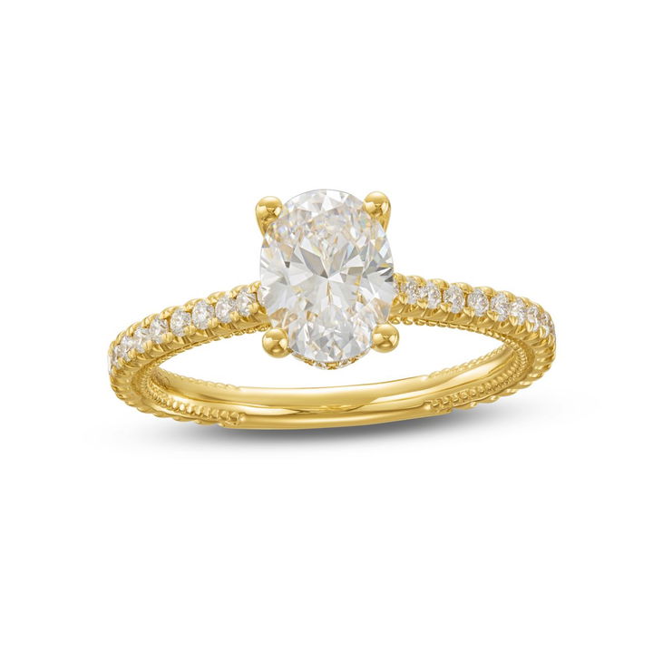 Yellow Gold 14K Verragio Renaissance Hidden Halo Cathedral Engagement Setting